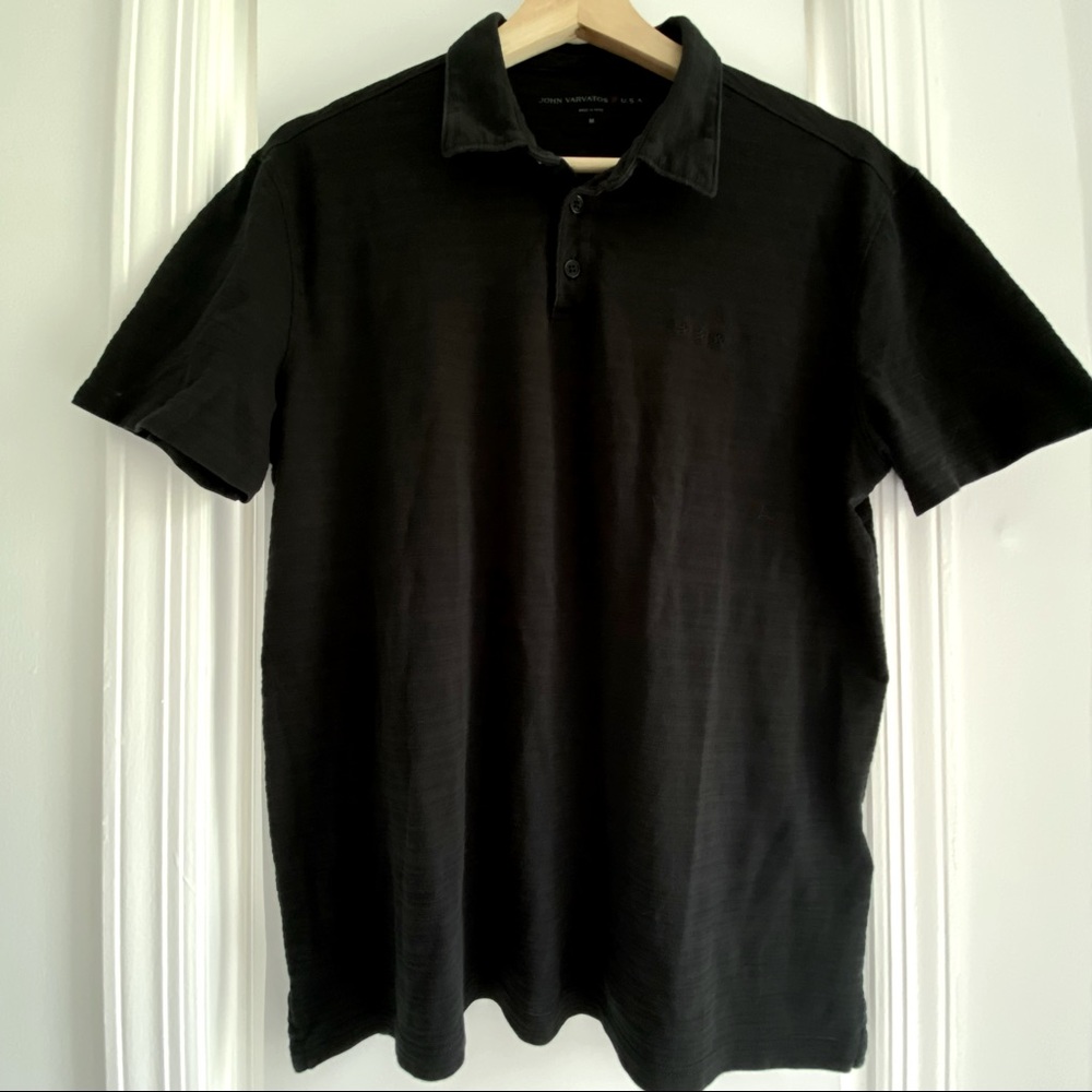 John Varvatos Collection Men's Short Sleeve Stripe Polo Shirt Midnight